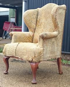 1920s Cabriole Leg antique Wing Chair 31w 46½h 28d _9.JPG